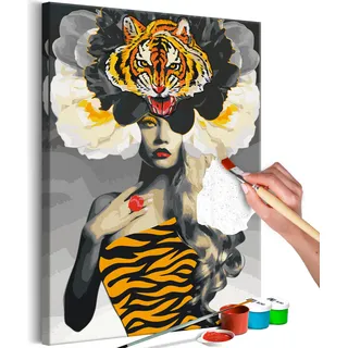 Vlies Malen nach Zahlen - Eye of the Tiger 40x60 cm Menschen n-A-1107-d-a