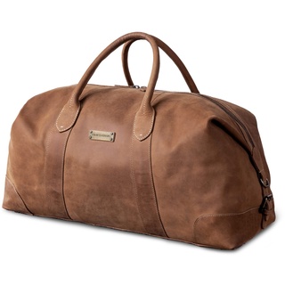 DRAKENSBERG Weekender 'David' (L) Leder Reisetasche Herren und Damen im Vintage-Design, erweiterbar, 60L - Havanna-Braun, DR00306