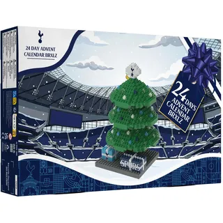 FOCO Offiziell Lizenziertes Tottenham Hotspur FC BRXLZ 3D Brick Konstruktionsspielzeug Modell Weihnachtsbaum-Adventskalender 24 Tage