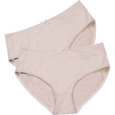 Ulla Popken Damen Slips, 2er-Pack Slip, Beige, 50-52