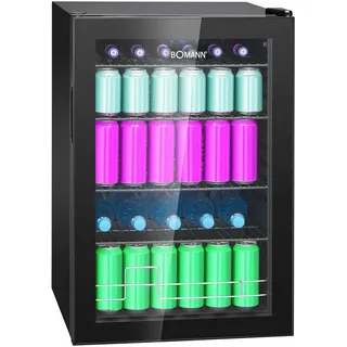 Bomann Bomann® Getränkekühlschrank 4 Ablagen | bis zu 178 Dosen | Kühlschrank mit Glastür 39db leise | Kühlschrank Getränke 115L | Flaschenkühlschrank | Getränkekühlschrank groß | Bierkühlschrank KSG 7290