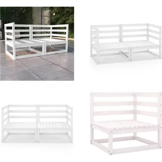vidaXL Gartensofa 2 Sitzer Weiß Massivholz Kiefer - Gartensofa - Gartensofas - Holzsofa - Holzsofas - Weiß