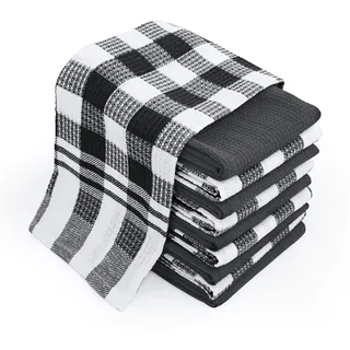 Chef Pomodoro Geschirrtücher, Geschirrtücher Baumwolle, Küchentücher, Geschirrtücher Schwarz, Kitchen Towel, Küchenhandtucher, Premium Qualität Trockentücher, 10er Set, ‎63.5 x 38.cm