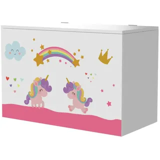[en.casa] Spielzeugkiste Oleiros , Weiß, Pink, Lila , Holzwerkstoff , Rechteckig , 60x30 cm , unisex , Babymöbel & Kindermöbel, Babyzimmer, Spielzeugkisten