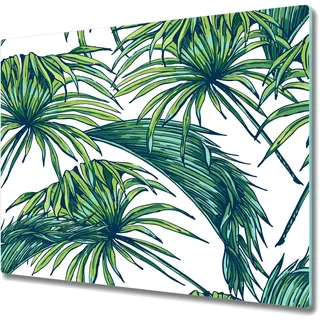 Schneidebrett für die Küche - Schneidebrett aus Glas - Herdabdeckung - Grüne Palmenblätter