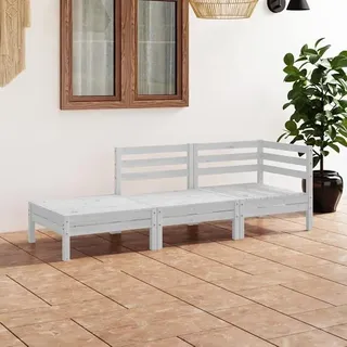 GartenmöBel Set,3-TLG. Garten-Lounge-Set Weiß Massivholz Kiefer FüR Garten, Terrasse, AußEnbereich, Balkon - Weiß