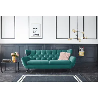 3C Candy 3-Sitzer »Beatrice, extravagantes Megasofa, bequem, Küchensofa« mit Rückensteppung im Rautenmuster, Samt Optik, auch in Fellimitat, grün
