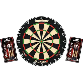Winmau Dartboard Original Blade 6 + 2 Steeldart Sets Broadside Brass | Dartscheibe Dart Scheibe Darts
