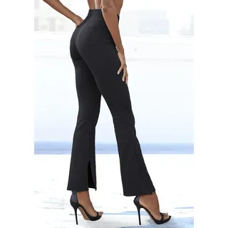 Jazzpants LASCANA, Damen, Gr. 40/42, N-Gr, schwarz, Milano Rib, Obermaterial: 96% Polyester, 4% Elasthan, unifarben, Basic, Hosen Jazzpants, mit Schlitzen am Saum, Topseller