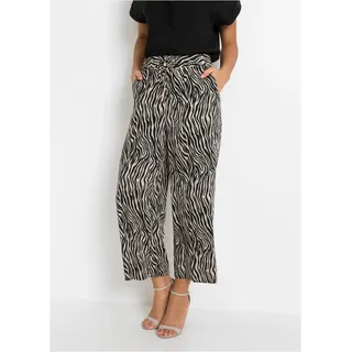 bonprix Culotte aus Viskose, mit elastischem Gummibund, lockere Passform, schwarz, sand zebra bedruckt