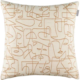 Dekokissen MUSTERRING "Silhouet", beige (natur), B:45cm L:45cm, Obermaterial: 42% Polyacryl, 31% Baumwolle, 22% Polyester, 5% Leinen, Dekokissen_Sitzkissen_Kissenhüllen, Dekokissen, mit Leinenanteil