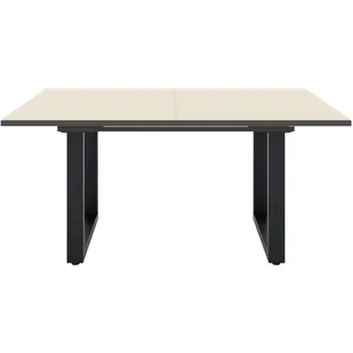 Esstisch "Reno", schwarz feinstruktur, glas kaschmir glanz, schwarz feinstruktur, glas kaschmir glanz, B:160cm H:75cm T:90cm, SET ONE BY MUSTERRING, Tische, Esstisch, Mit Vierkantfuß, wählbaren Gestellen und Plattenfarben