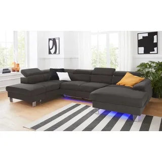 Cotta Wohnlandschaft Kunstleder U-Form 320 cm Braun