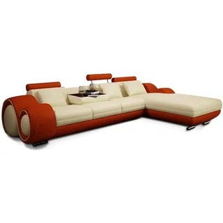 Ecksofa Sofa Couch Polster Wohnlandschaft Leder Eck Sofas Garnitur L Form Modern - Rot