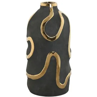 Home ESPRIT Vase, Grau, Gold, abstrakt, modern, 17 x 17 x 35 cm