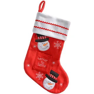 WeRChristmas Schneemann Weihnachtsstrumpf Dekoration, Stoff, rot/Mehrfarbig, 48 cm