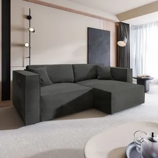 masseno Eckcouch Polyester 2-Sitzer Schwarz