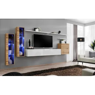 Luxus Design Möbel Garnitur Wohnwand Sideboard TV-Ständer Einrichtung Wandregal - Grau