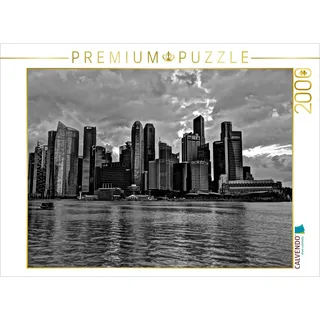CALVENDO Puzzle Singapur Skyline in schwarz weiß 2000 Teile Puzzle quer | 2000 Teile Lege-Größe 90x67cm Foto-Puzzle für glückliche Stunden