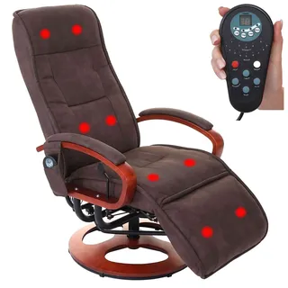 Mendler Massagesessel Relaxliege ARLES II Wildlederimitat 69 x 118 x 0 cm Braun mit Massagefunktion