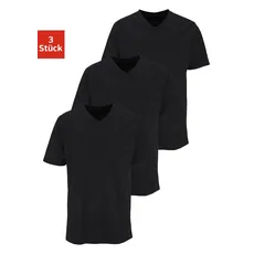 H.I.S Unterziehshirt, (Packung, 3 St.), mit V-Ausschnitt aus Baumwolle, Unterhemd, T-Shirt, schwarz