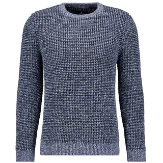 Rundhalspullover RAGMAN, Herren, Gr. 54, blau (blau, melange, 171), Strick, 100% Baumwolle, Rundhals, Pullover Rundhalspullover