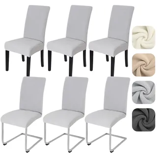 Alishomtll Stuhlhussen 6er Set Stretch Lammwollimitat Stuhlbezug für Schwingstühle Universal Esszimmerstühle Bezug Waschbar Abnehmbar Stühle Schutz für Bankett Hochzeit Restaurant (Hellgrau 6pcs)