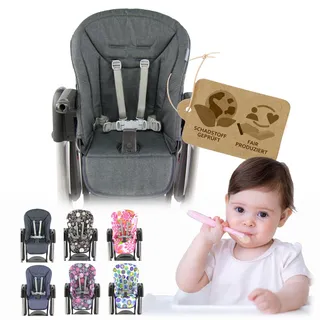 Ersatzbezug Sitzkissen [Bezug für Hochstuhl] kompatibel mit Peg Perego TATAMIA & NEW BORN (meliert dunkelgrau)