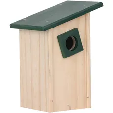 Dehner Natura Wildvogel Nistkasten Tacuato, Vogelhaus nachhaltig/robust, hochwertiger Brutkasten für Vögel, ca. 18.5 x 27 x 16 cm, aus FSC®-zertifiziertem Kiefernholz, braun/grün