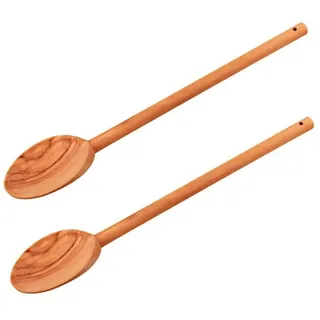 Fackelmann Set mit 2 runden Küchenlöffeln 30 cm aus Olivenholz Braun