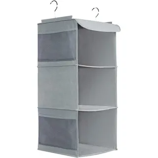 Garderoben Organizer mit 3 Platten und 4 Seitenfächern - Grau (30 x 30 x 60 cm)