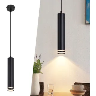 ZMH Pendelleuchte GU10 Zylinder Hängelampe 1 flammig Modern Aluminium Hängeleuchte Höhenverstellbar Pendellampe für Küche Schlafzimmer Esstisch Wohnzimmer Schwarz/Ohne Leuchtmittel
