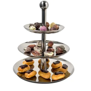 ANGUT Etagere 3 Etagen aus Edelstahl – Robuster Servierturm für Küche & Buffet – Elegantes Design für Kuchen, Desserts, Pralinen, Sushi, Feinkost, Deko & mehr – Auch als Obst Etagere verwendbar