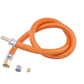 HENDI Gasschlauch, für HENDI Xenon Pro- und Fiesta-Grills (148105, 146002, 146804), mit Überwurfmutter, Kompressionsring, Schlauchtülle, G1/4 NPT-Anschluss, (L)838mm, orange