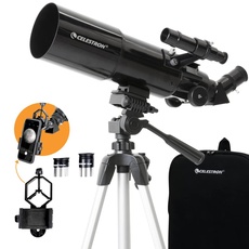 Celestron - 80 mm Reisefernrohr – Tragbares Refraktor-Teleskop – Voll beschichtete Glasoptik – Ideales Teleskop für Anfänger – Bonus Astronomie-Software-Paket – Digiscoping-Smartphone-Adapter