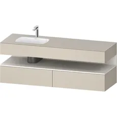 Duravit Qatego Einbauwaschtisch mit Konsolenwaschtischunterbau, 1600x550x600mm, Nische Weiß Supermatt, Becken links, QA4795084, Farbe: taupe supermatt