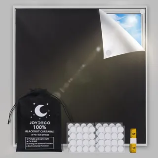 Joydeco 300x145cm Fenster Verdunkelung Vorhang Blickdicht 100% Blackout Verdunklungsstoff Tragbare Plissee Ohne Bohren Sonnenschutz für Dachfenster