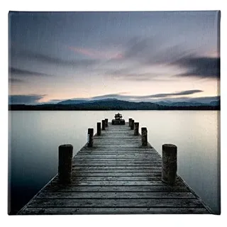 Homemania HM20KNV60x60-177 Brücke – Natur und Landschaft – für Wohnzimmer, Schlafzimmer, Mehrfarbig, Polyester, Holz, 60 x 3 x 60 cm