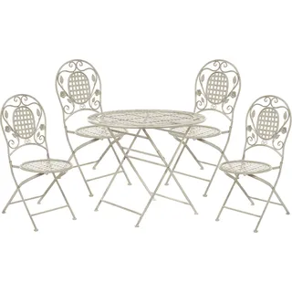 BELIANI Bistroset Cremeweiß aus Metall 4er Set Zusammenklappbar Balkon / Terrasse / Gartenzubehör Romantischer Stil - Weiß