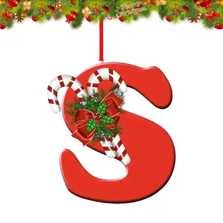 26 Buchstaben-Ornamente Weihnachtsbaum-Dekoration, personalisiertes hängendes Dekor-Anhänger für Weihnachtssocken Baum Schornstein, wiederverwendbare 26 Alphabet für DIY Weihnachtsbastel-Ornamente (S)