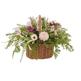 TROCKENBLUMENSTRAUß , Gelb, Grün, Lila, Rosa , Metall, Kunststoff , 28 cm , Dekoration, Blumen & Blumentöpfe, Kunstblumen