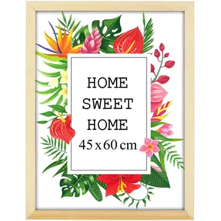 MG Design Natural Bilderrahmen 45 x 60 cm – Aus echtem Holz mit Acrylglas, zum Aufhängen & Aufstellen, für Fotos, Poster & Puzzle
