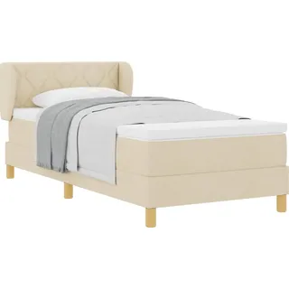 Boxspringbett mit Matratze Creme 100 x 200 cm Stoff - Creme