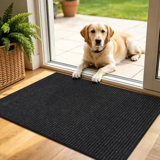 Enyhom Schmutzfangmatte Innen 60 x 90cm, rutschfest Fußmatte, Schwarz+Grau | Waschbar, Absorbierend Fussmatte, Schuhmatte, Strapazierfähiger, Eingangsteppich für Haustür & Eingang