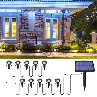 Probuk Solarlampen für Außen Garten, Solarleuchten für Außen mit 10 LEDs, Wasserdicht Solar Bodenleuchten Aussen, 3000K Warmweiß Led Solar Gartenleuchten für Außen, Garten, Weg, Rasen, Patio