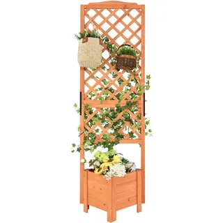 GOPLUS 180cm Blumenkasten mit Rankgitter, Hochbeet mit Spalier, Pflanzkasten mit Rankhilfe, Gartenspalier für Kletterpflanzen Blumen