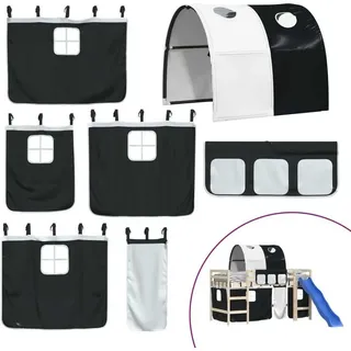SYFAXTM Vorhänge für Hochbett mit Tunnel Weiß und Schwarz Polyester - Schwarz