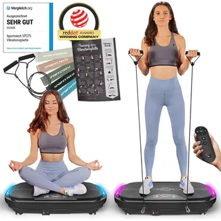 Sportstech Vibrationsplatte VP275, | 99 Trainingsstufen | LED-Beleuchtung - Schwarz