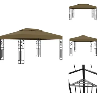 vidaXL Pavillon mit Doppeldach 3x4 m Taupe 180 g/m2 - Pavillons & Partyzelte - Taupe