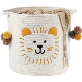Großer Wäschekorb Kinderzimmer, Aufbewahrungskorb Spielzeugkorb Löwe aus Baumwolle, Spielzeug Aufbewahrung für Kinder, Organizer Hundespielzeug oder Kleidung, Baby Korb, Wickeltisch Körbe für Decken